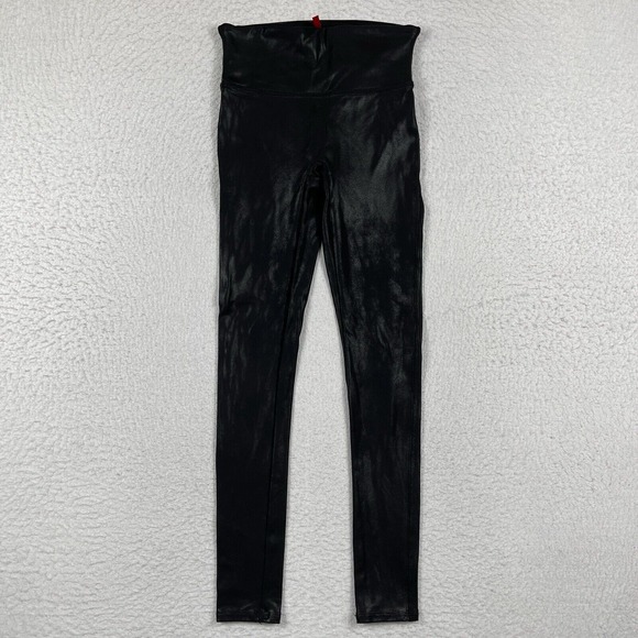 Spanx Pants Womens Small‎ Petite Black Shaping Faux Leather Leggings Career Work - Picture 1 of 13